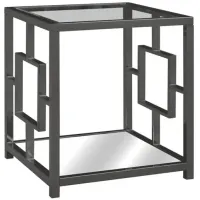 Crestview Collection Bentley Mirror Top End Table with Black Nickel Frame