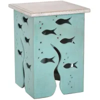 Crestview Collection Seafoam White Accent Table with Aqua Base