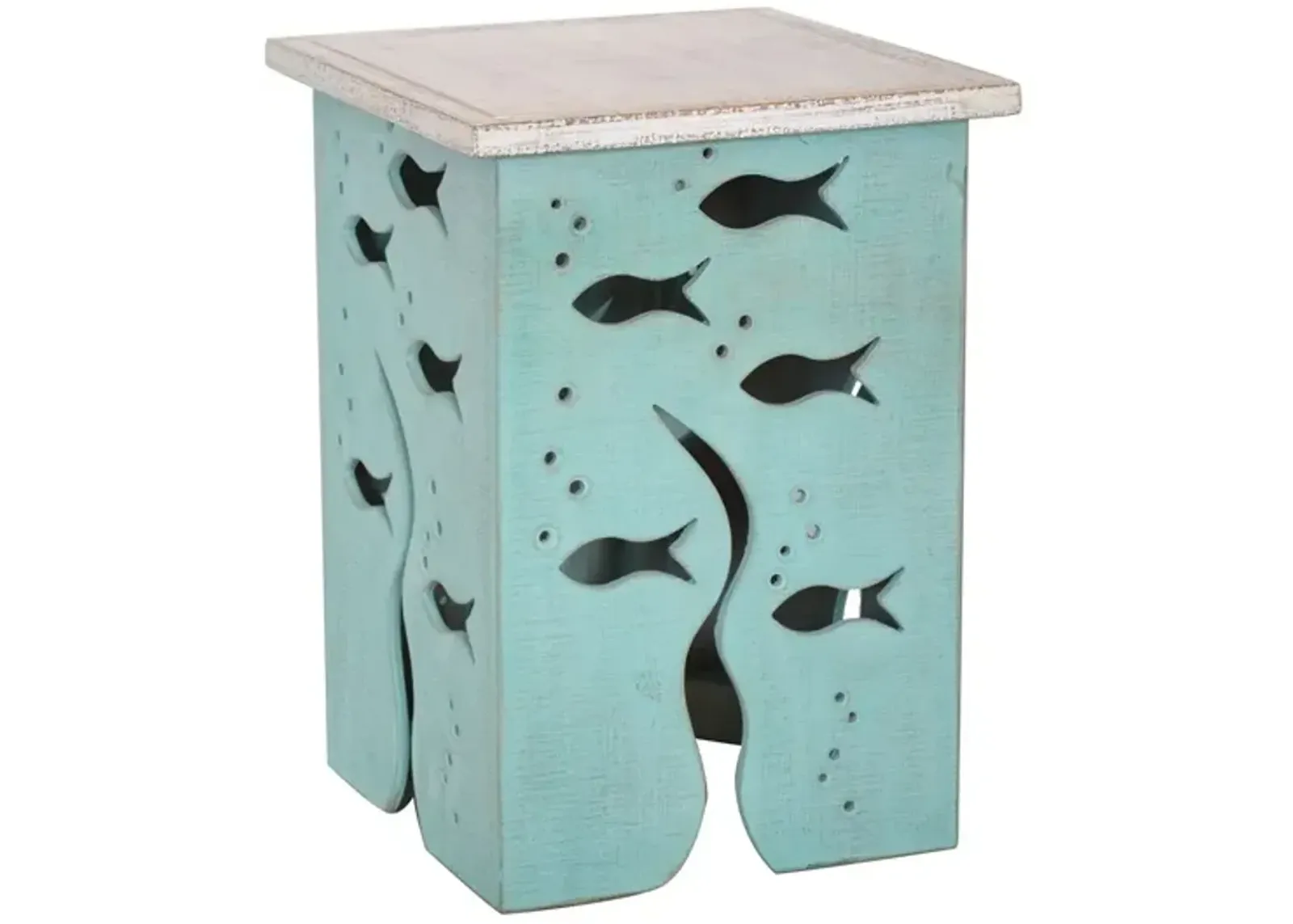 Crestview Collection Seafoam White Accent Table with Aqua Base