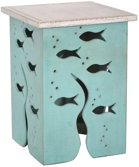 Crestview Collection Seafoam White Accent Table with Aqua Base