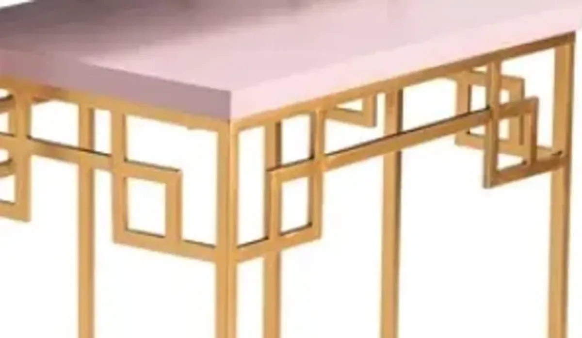 Crestview Collection Roslyn 2-Piece Pink Nesting Table Set with Gold Base