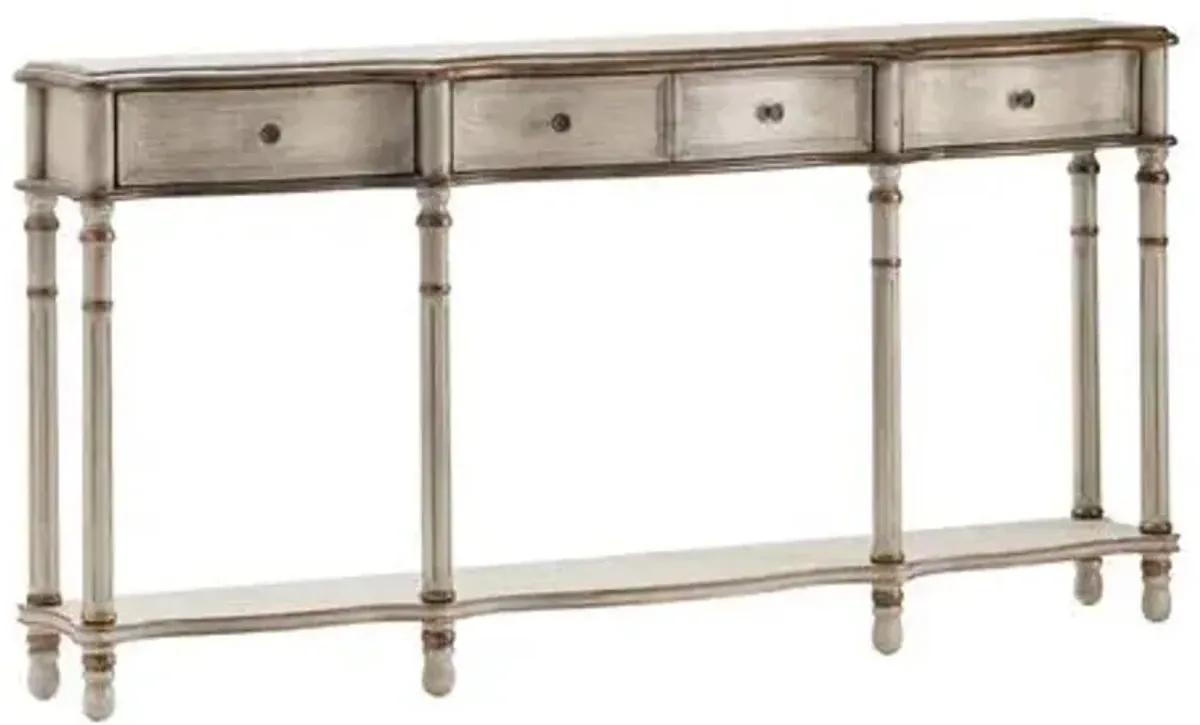 Crestview Collection Victoria Light Brown Console Table with Gold Accents