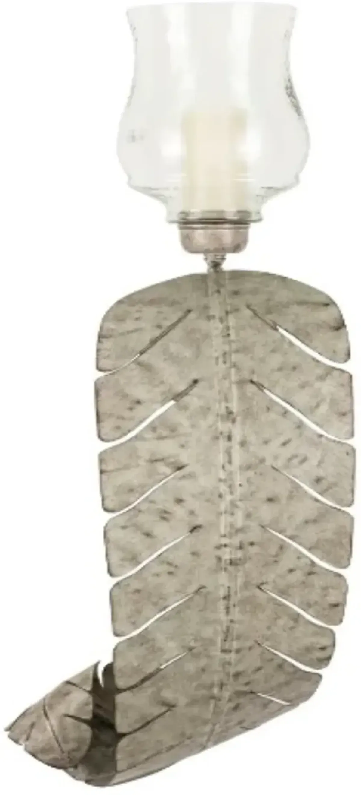 Crestview Collection Palmetto Palm Leaf Silver Large Wall Sconce