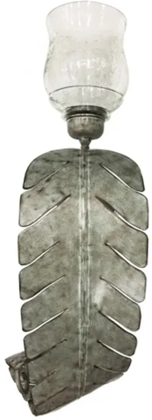 Crestview Collection Palmetto Palm Leaf Gray Medium Wall Sconce