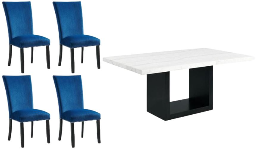 Elements International Valentino 5-Piece Blue/White Dining Set