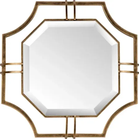 Crestview Collection Henson Antique Brass Floating Octagonal Beveled Mirror 