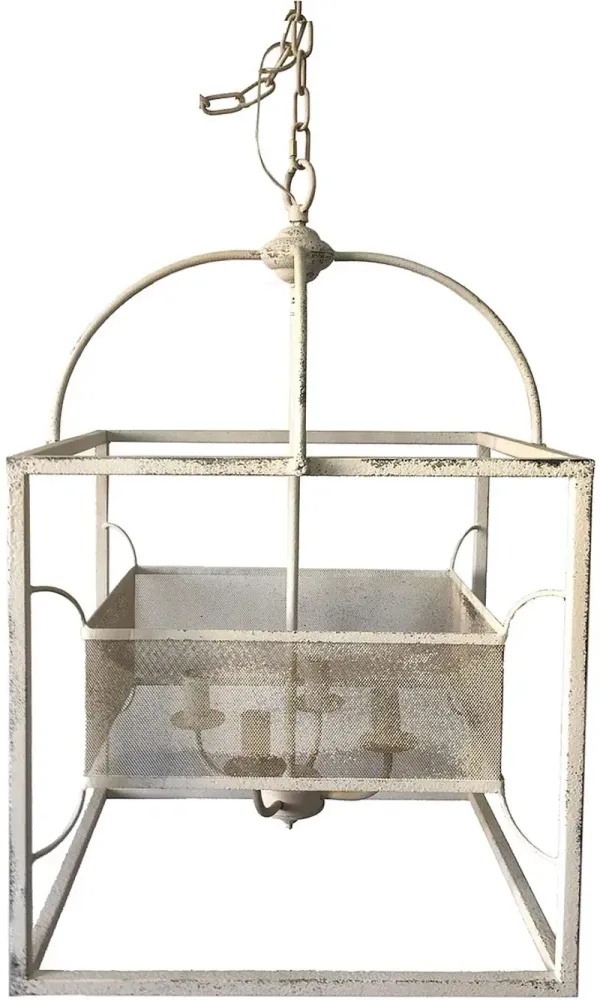 Crestview Collection Mayfair Antique White Iron 4 Light Chandelier