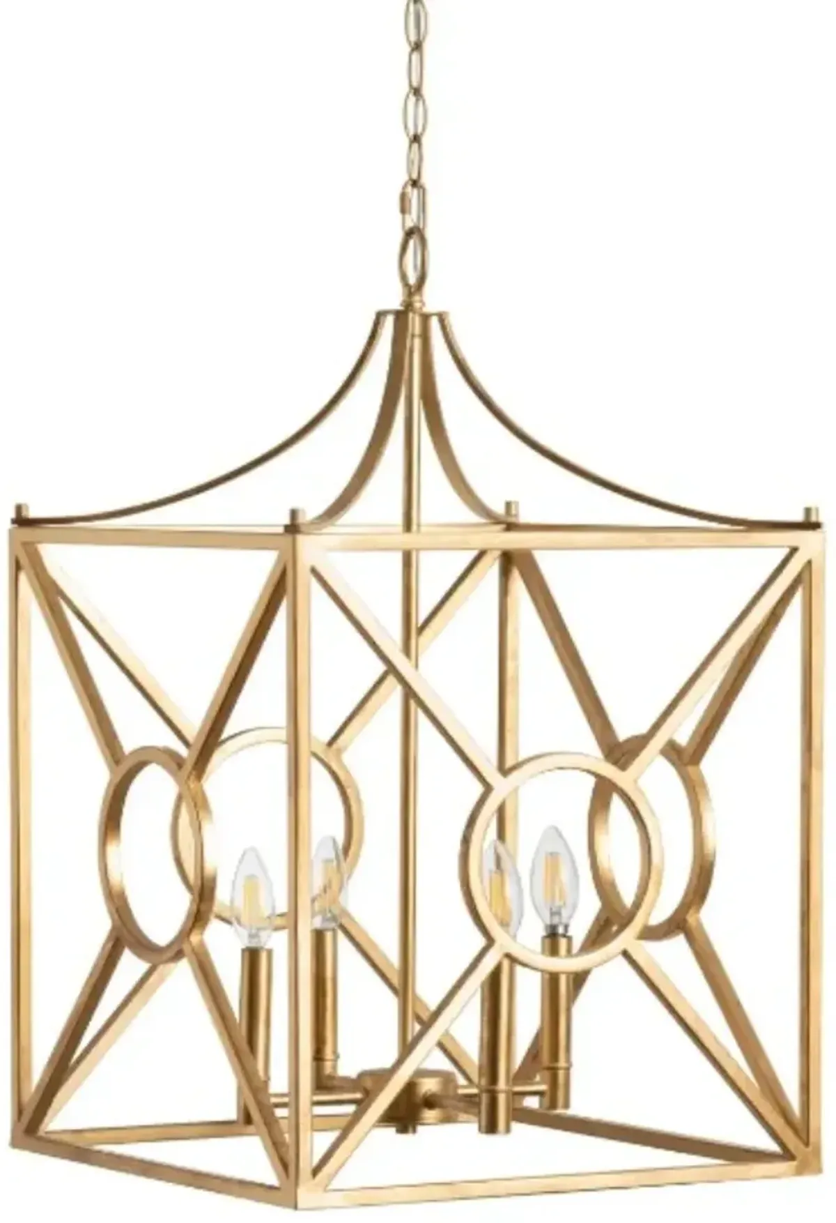 Crestview Collection Fisk Gold 4-Light Square Lantern Chandelier