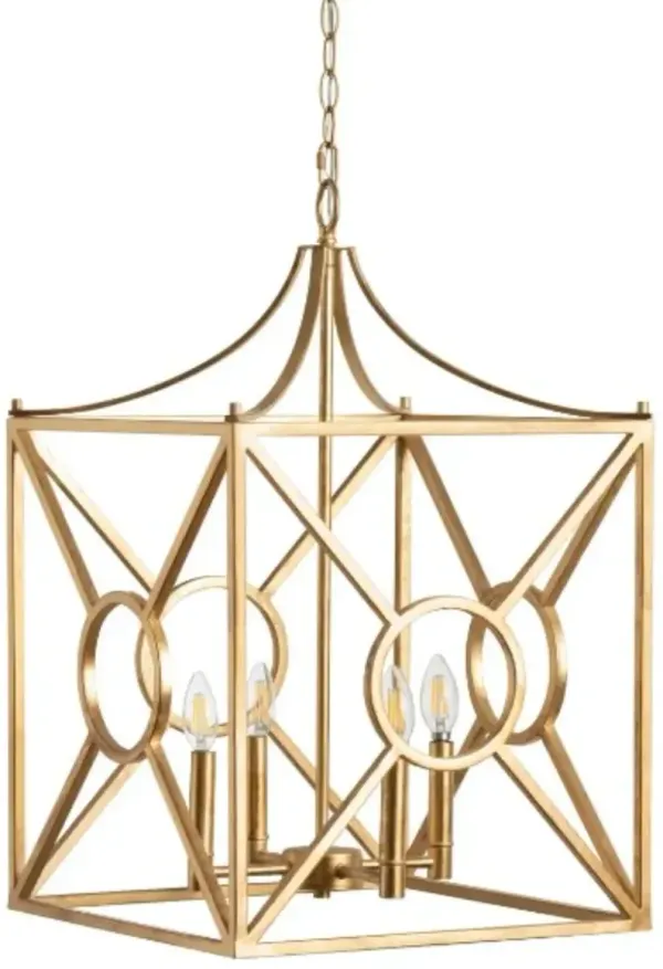 Crestview Collection Fisk Gold 4-Light Square Lantern Chandelier