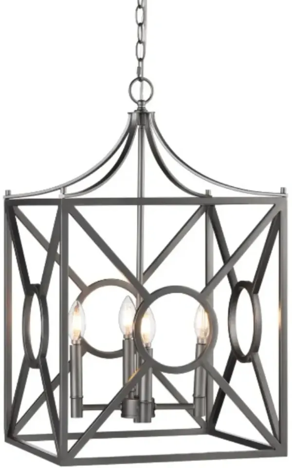 Crestview Collection Fisk Silver 4-Light Square Lantern Chandelier