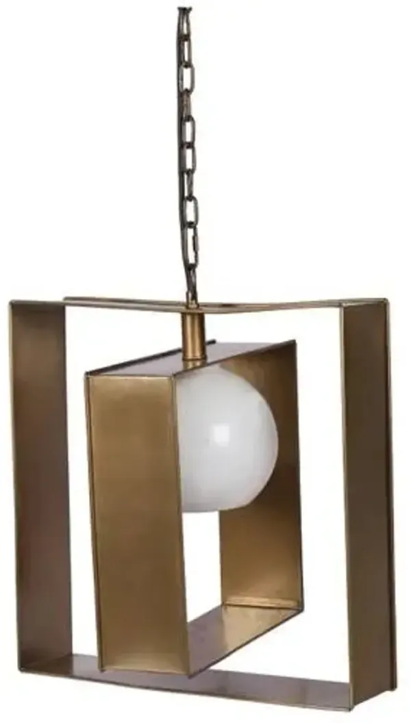 Crestview Collection Niles Antique Brass Medium Square Pendant