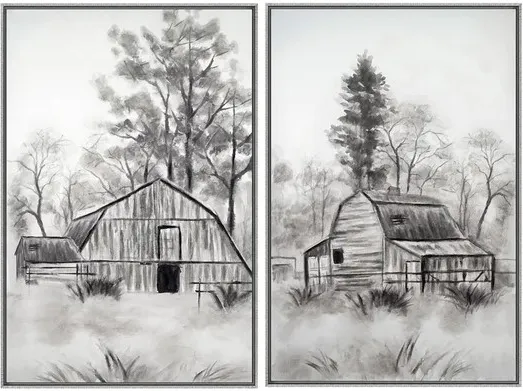 Crestview Collection Timberlands 2-Piece Gray/Light Gray Wall Art Set