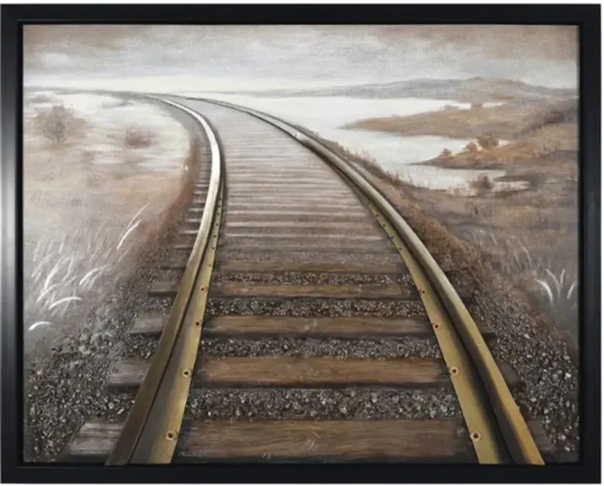 Crestview Collection Rushing Way Black/Brown/Gold Wall Art