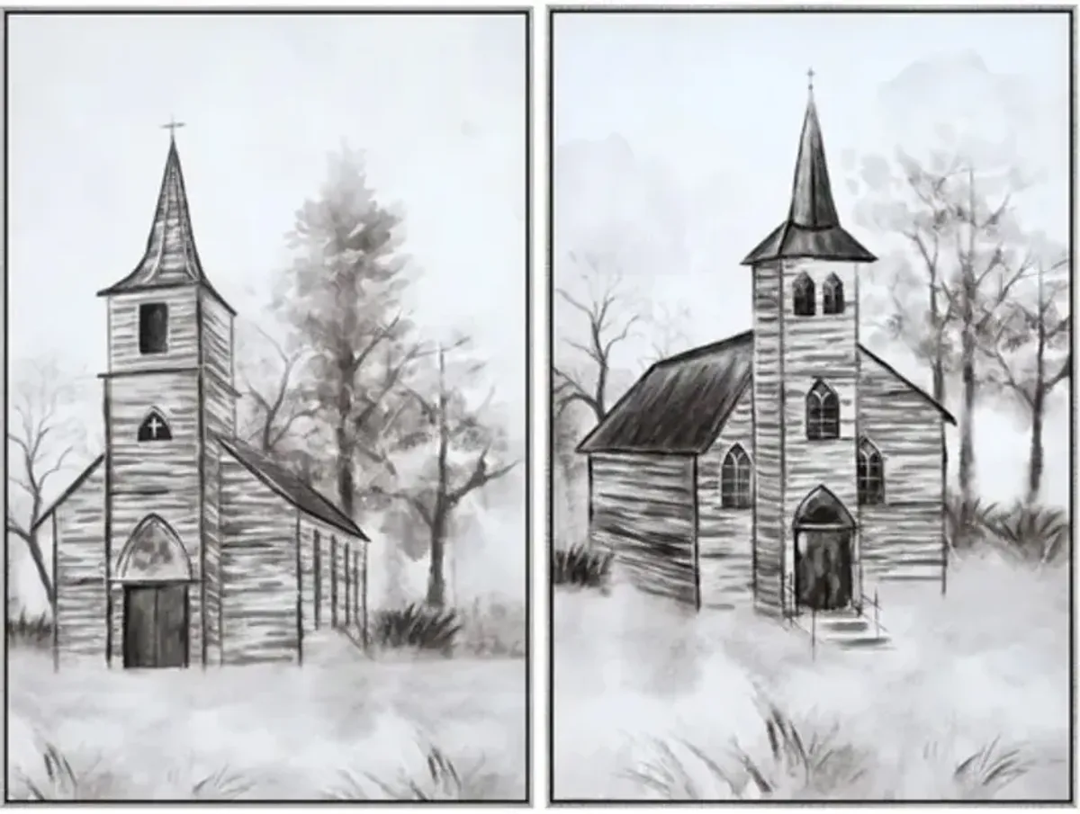 Crestview Collection Holy Lands 2-Piece Gray/Off-White Wall Art Set