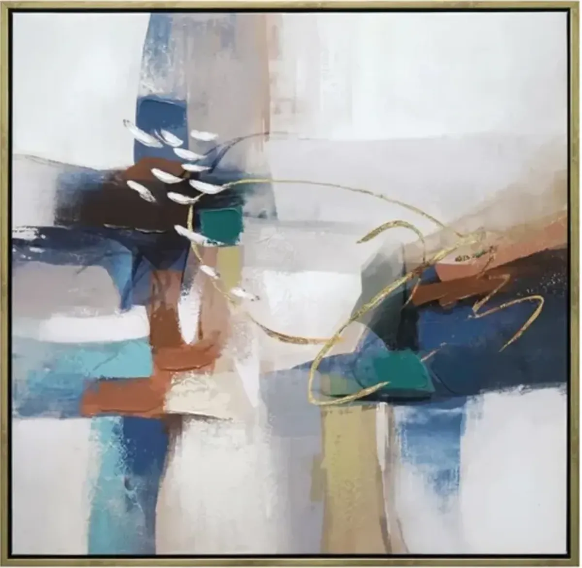 Crestview Collection Dynamic I Blue/Gold/White Wall Art