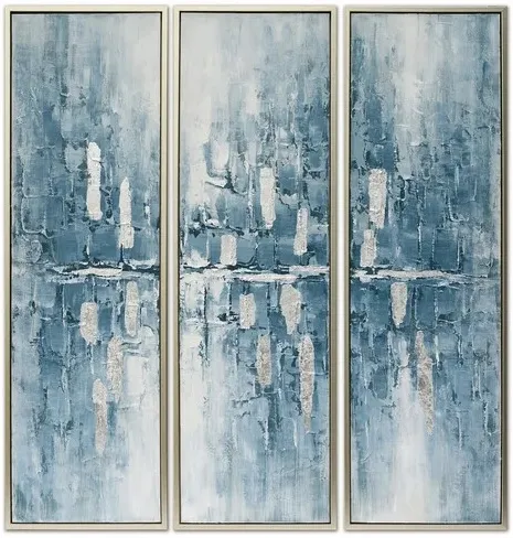 Crestview Collection Lana 3-Piece Blue/Light Gray Wall Art Set