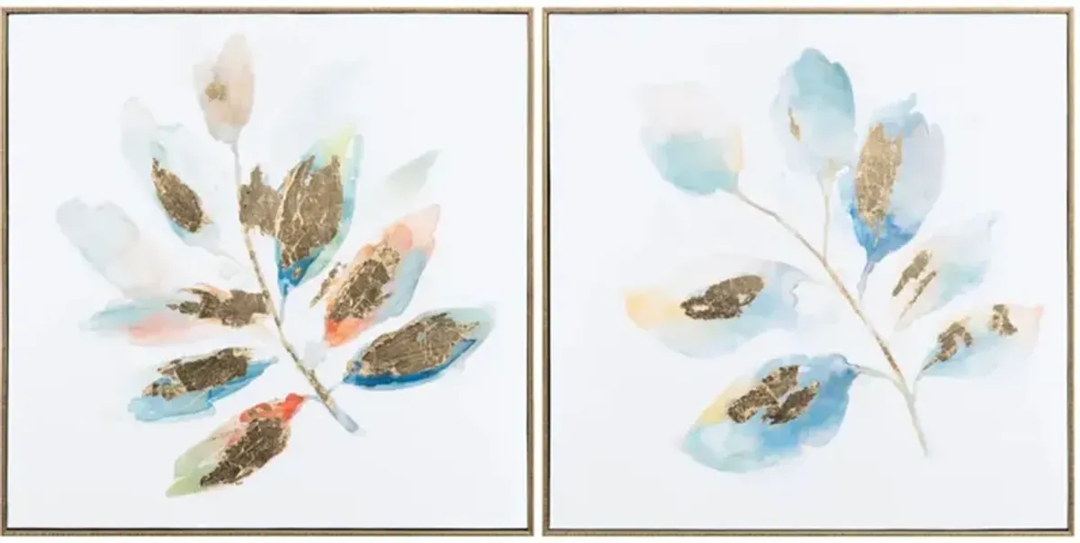 Crestview Collection Saige 2-Piece Blue/Gold Wall Art