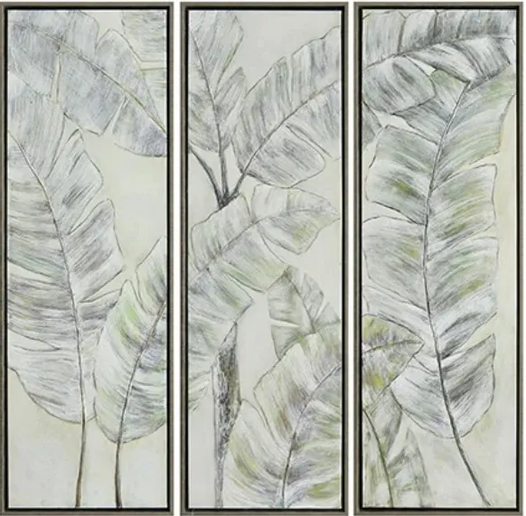 Crestview Collection Trio of Palms 3-Piece Gray Wall Art Set