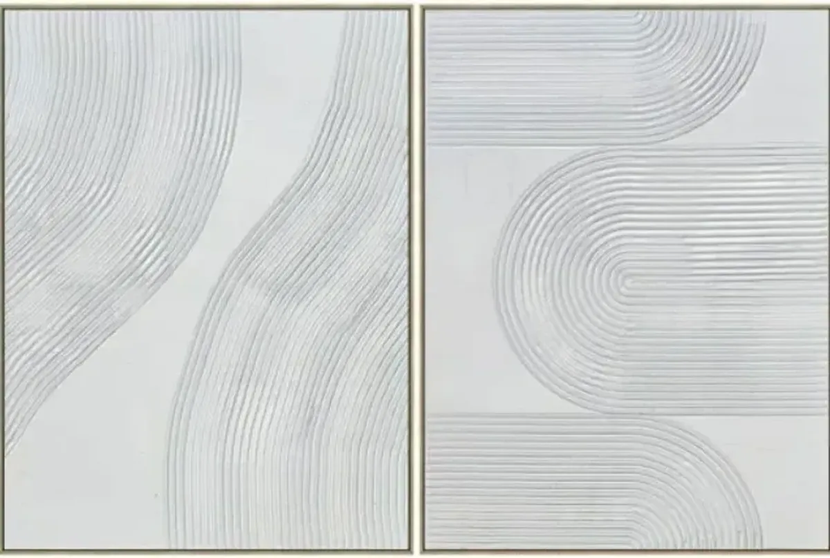 Crestview Collection White Ways 2-Piece White Wall Art Set