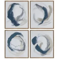 Crestview Collection Geneva 4-Piece Pale Navy Blue/Taupe Wall Art Set