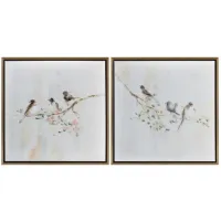 Crestview Collection Feathered Friends 2-Piece White Wall Art