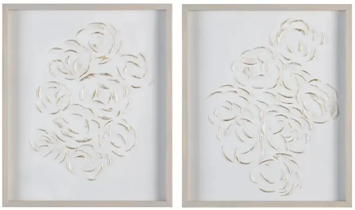 Crestview Collection Natural Florals 2-Piece Whitewash Wall Art Set