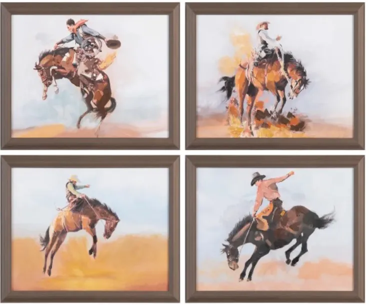 Crestview Collection Ride Em Cowboy 4-Piece Wall Art Set