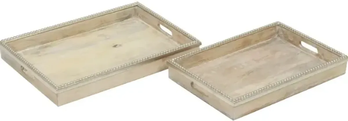 Crestview Collection Lana 2-Piece Light Brown Tray Set