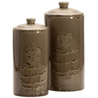 Crestview Collection Lefter 2-Piece Brown Lidded Vase Set