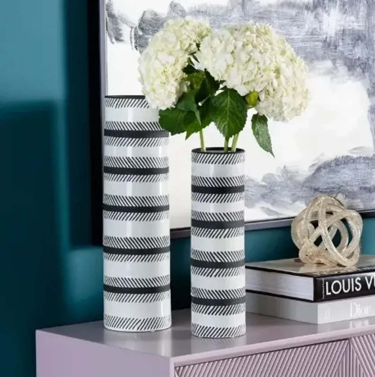 Crestview Collection Quiver 2-Piece Black/White Vase Set