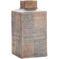 Crestview Collection Taos Hand Finished Medium Carved Square Vase