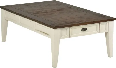 Steve Silver Co. Cayla Dark Oak Cocktail Table with Antiqued White Base