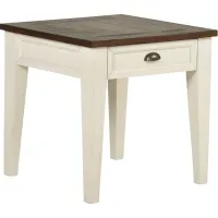 Steve Silver Co. Cayla Dark Oak End Table with Antiqued White Base