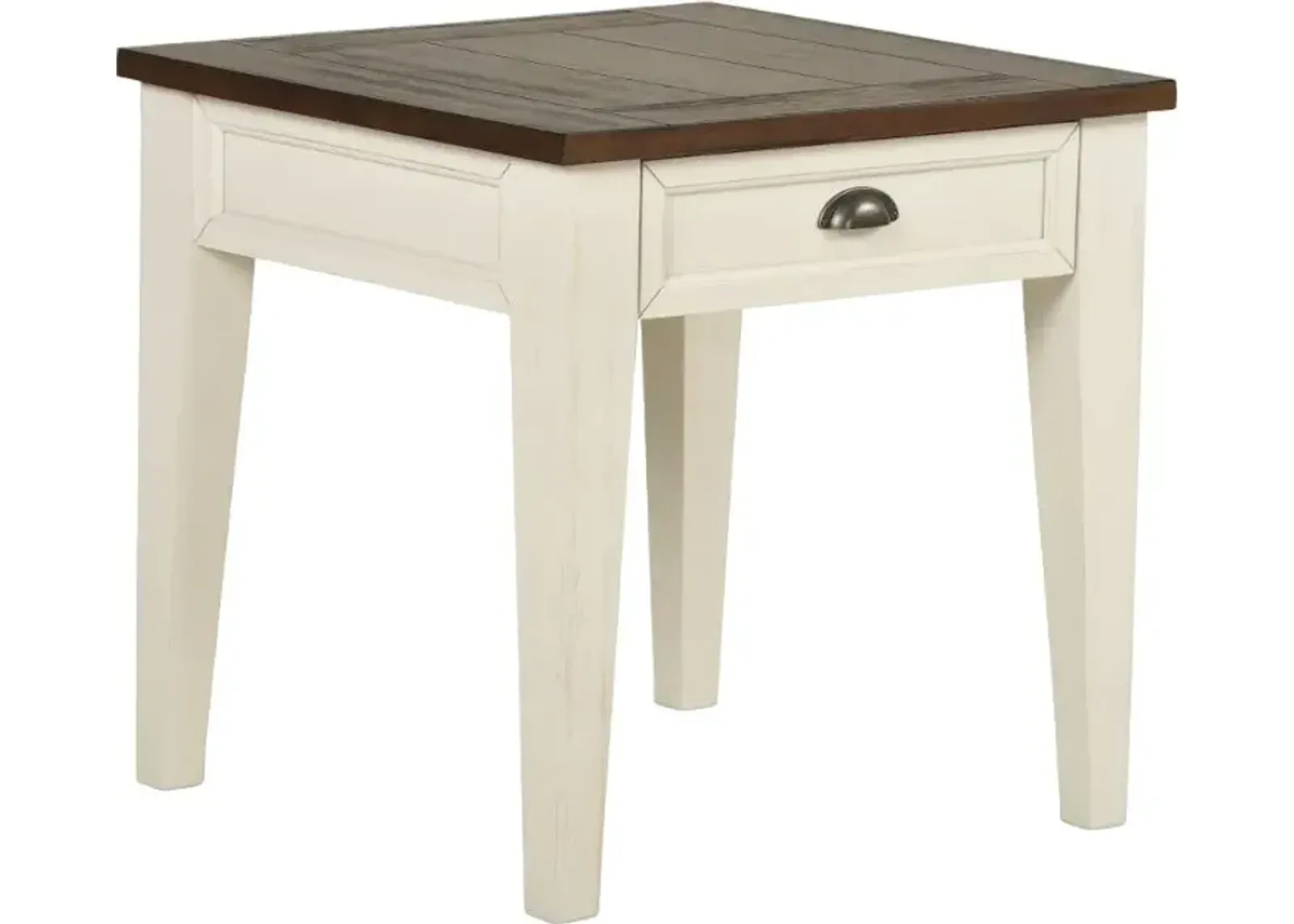 Steve Silver Co. Cayla Dark Oak End Table with Antiqued White Base