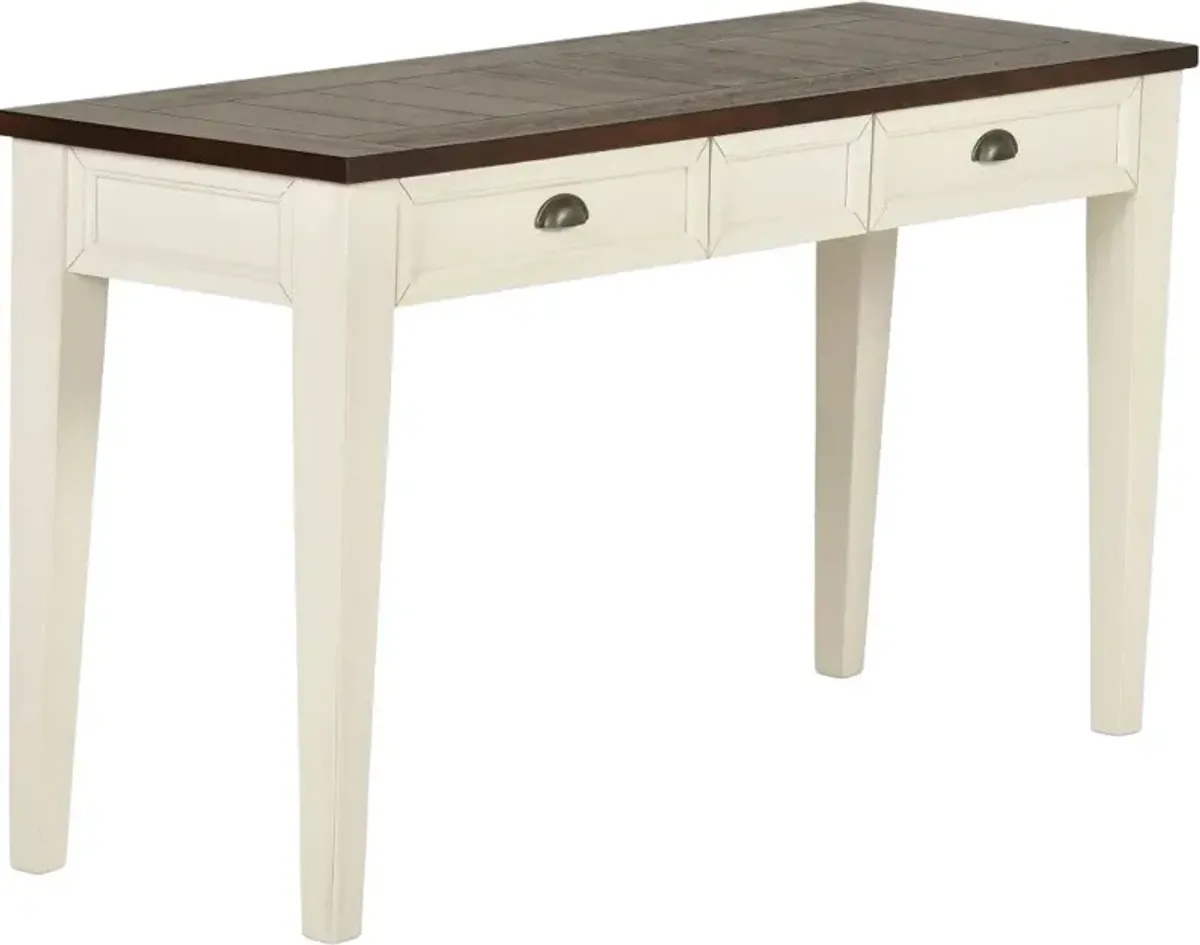 Steve Silver Co. Cayla Dark Oak Sofa Table with Antiqued White Base