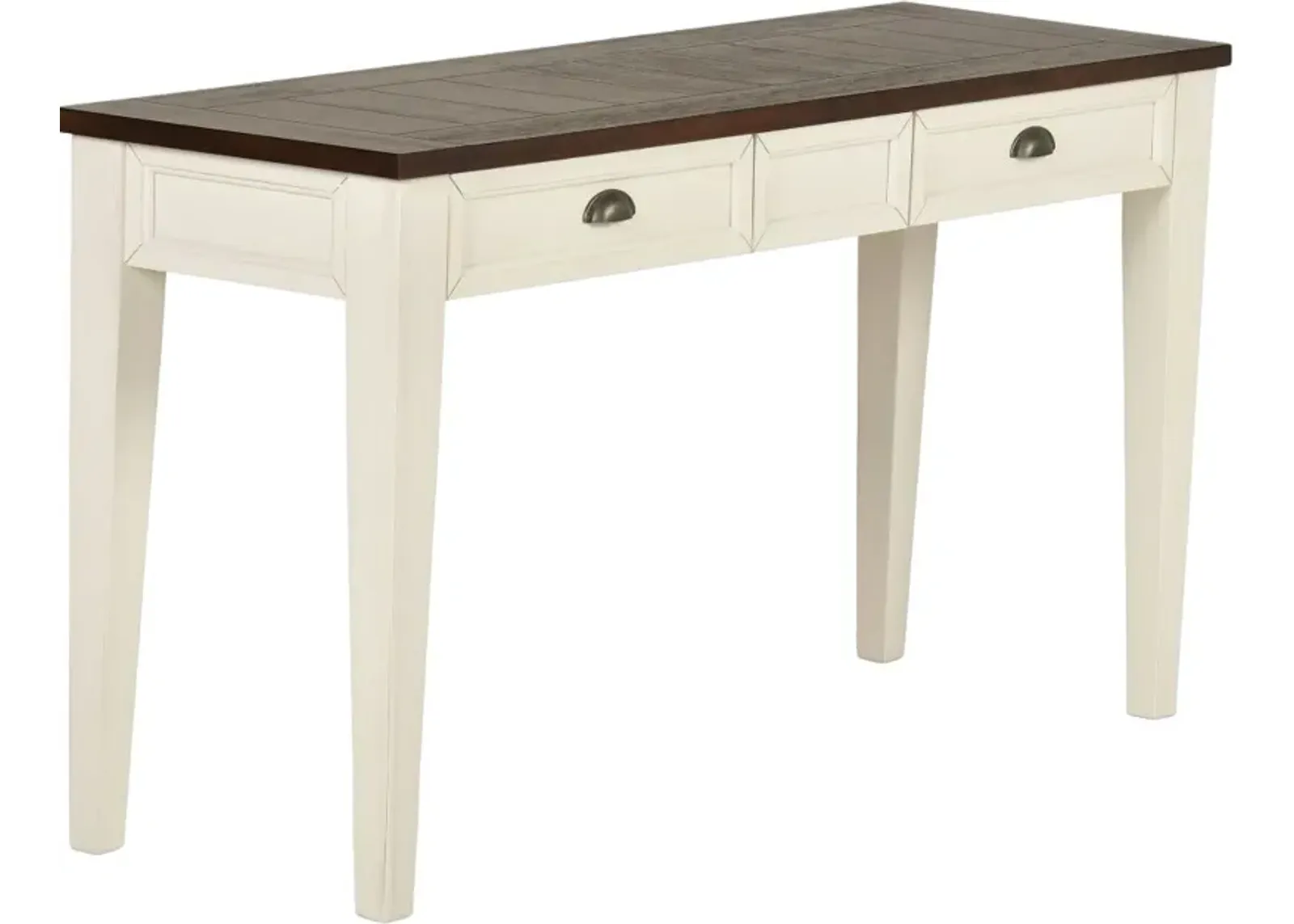 Steve Silver Co. Cayla Dark Oak Sofa Table with Antiqued White Base