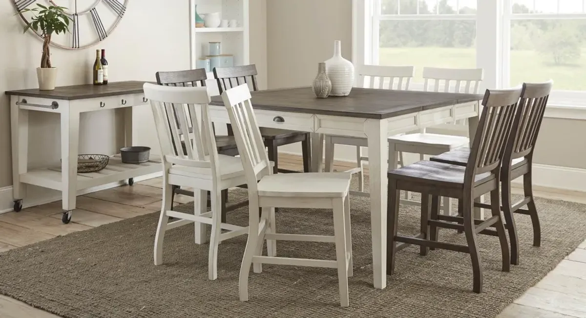 Steve Silver Co. Cayla 5-Piece Two-Tone Counter Dining Table Set with Dark Oak Counter Chairs
