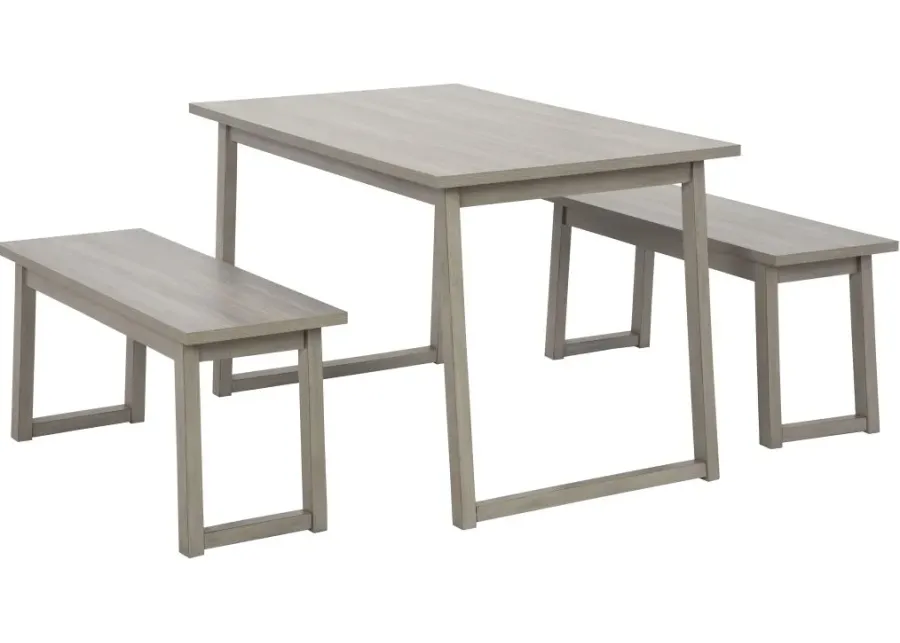 Signature Design by Ashley® Loratti 3-Piece Gray Dining Table and Benches Set