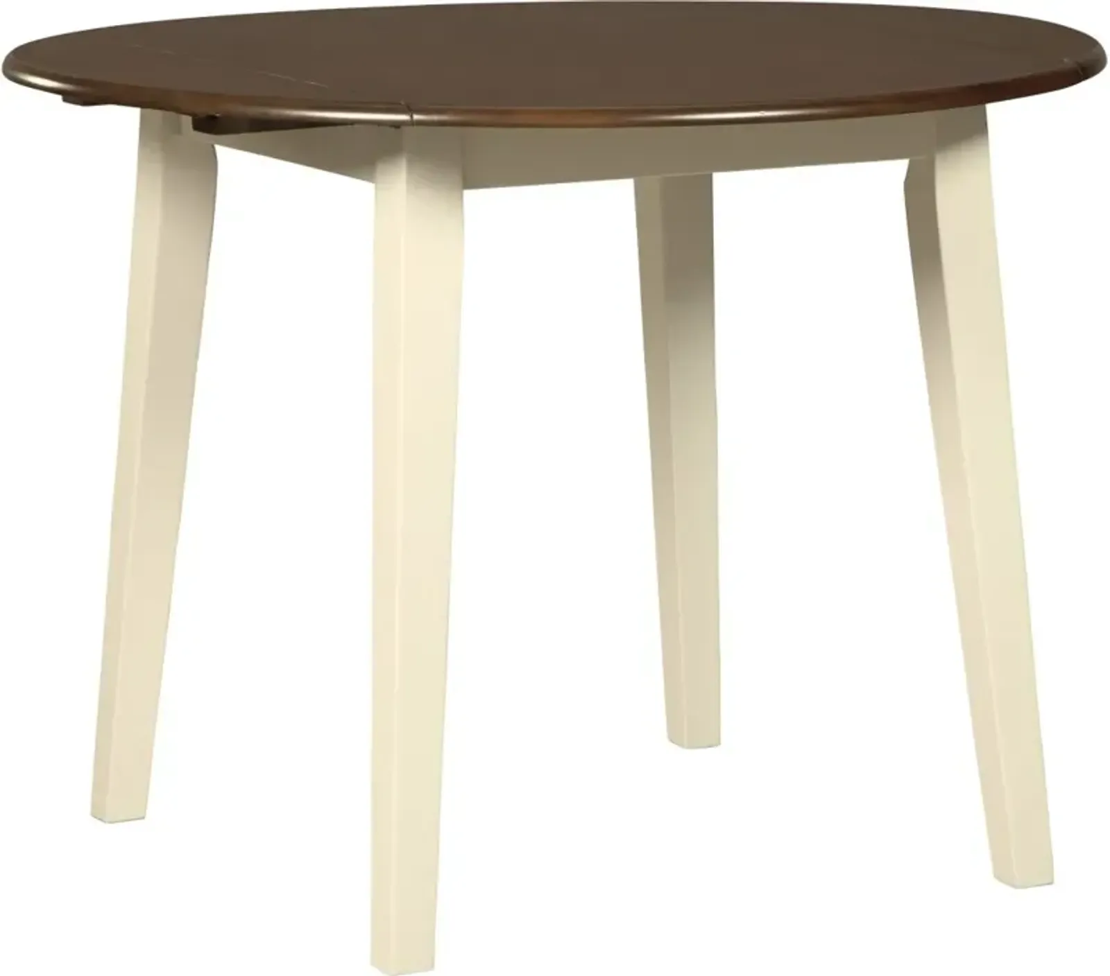 Signature Design by Ashley® Woodanville Brown Round Drop Leaf Table with Cream Wooden Legs