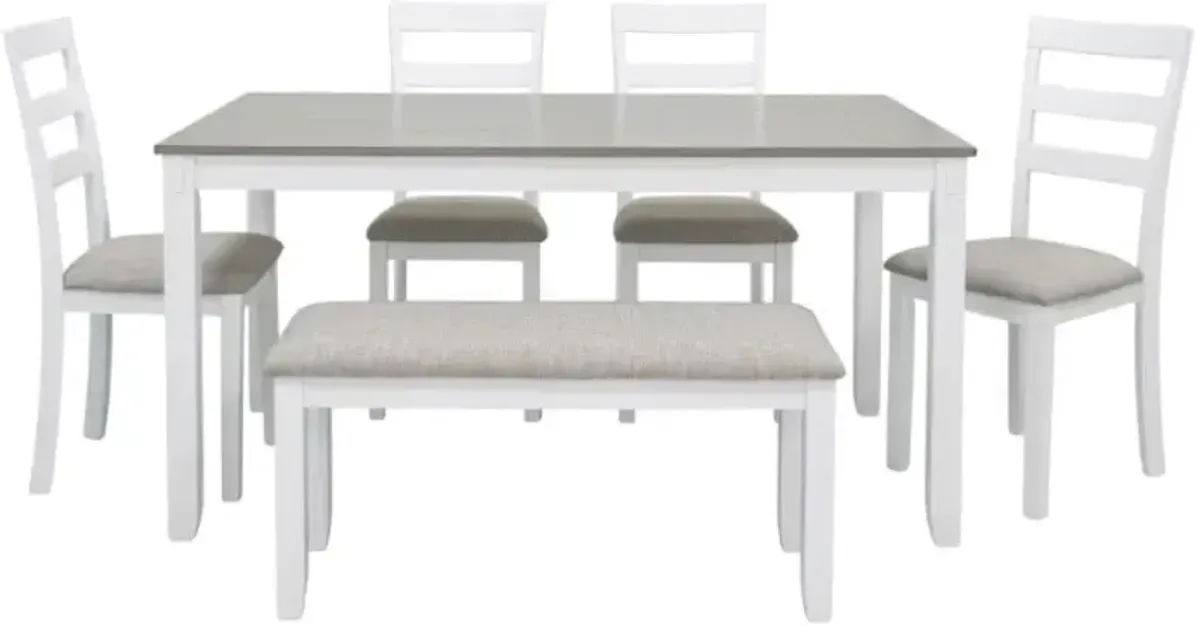 Signature Design by Ashley® Stonehollow 6-Piece Gray/White Dining Set with Bench