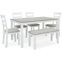 Signature Design by Ashley® Stonehollow 6-Piece Gray/White Dining Set with Bench