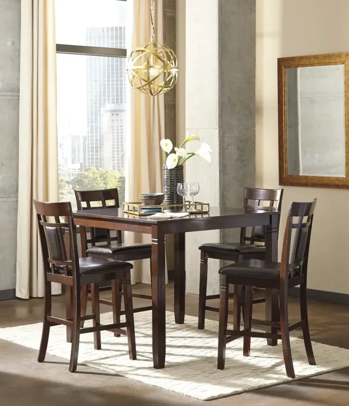 Signature Design by Ashley® Bennox 5-Piece Brown Counter Height Dining Set