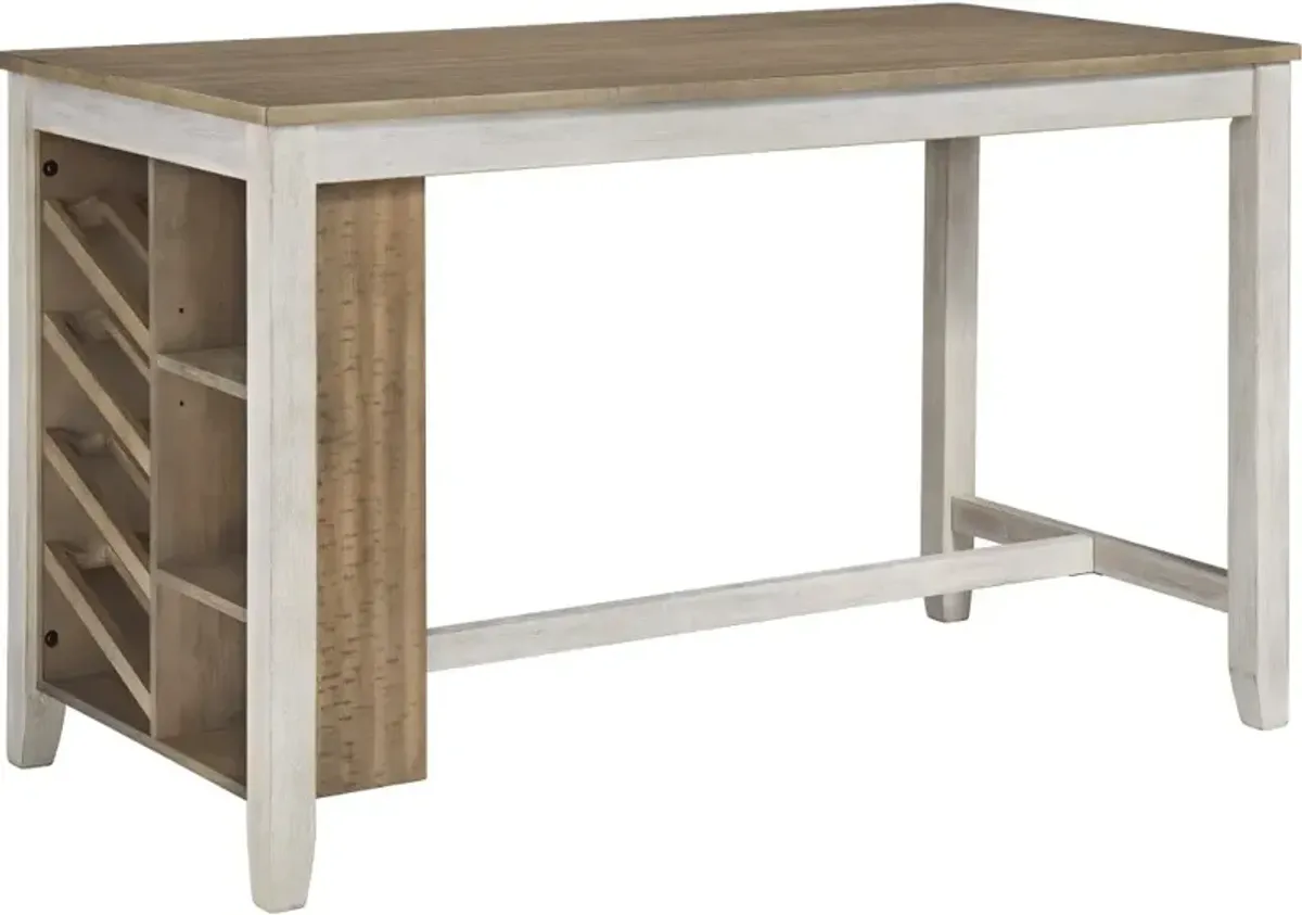 Signature Design by Ashley® Skempton Light Brown Counter Height Dining Table with White Trestle Legs 