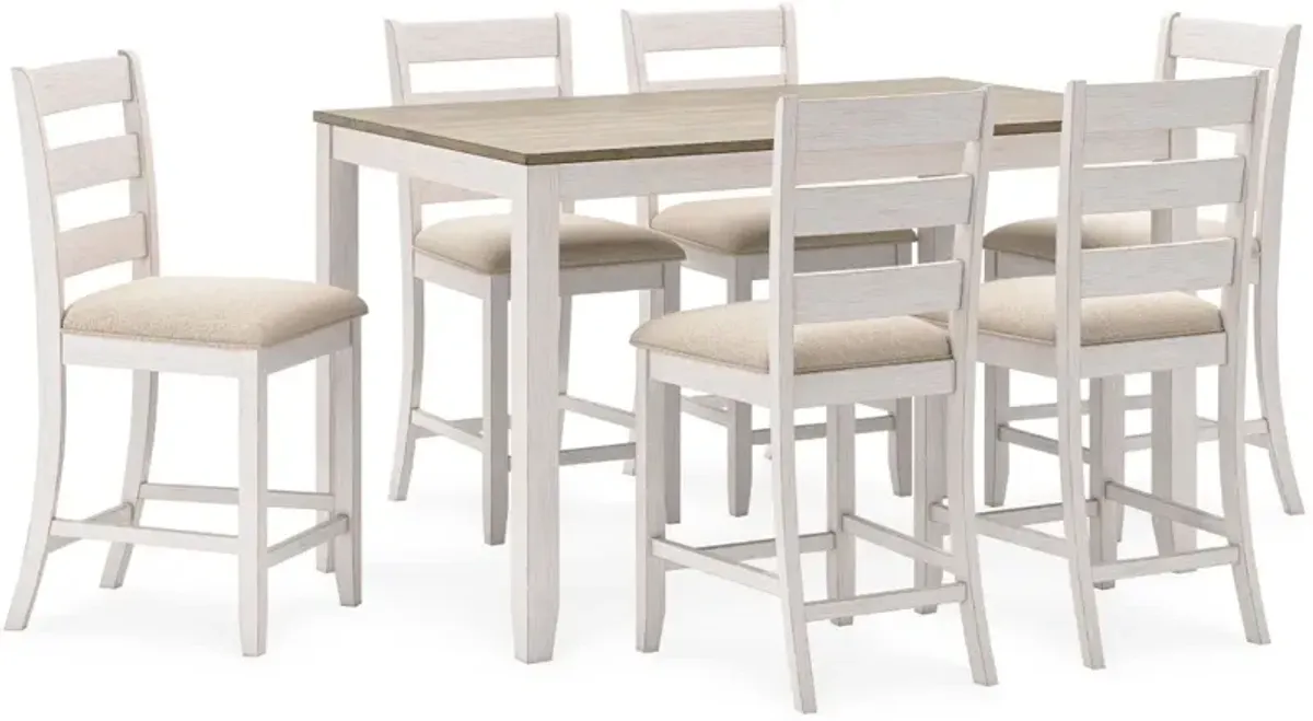 Signature Design by Ashley® Skempton 7-Piece Light Brown/White Counter Height Dining Set