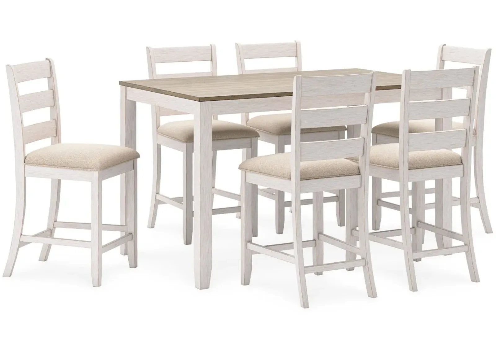 Signature Design by Ashley® Skempton 7-Piece Light Brown/White Counter Height Dining Set