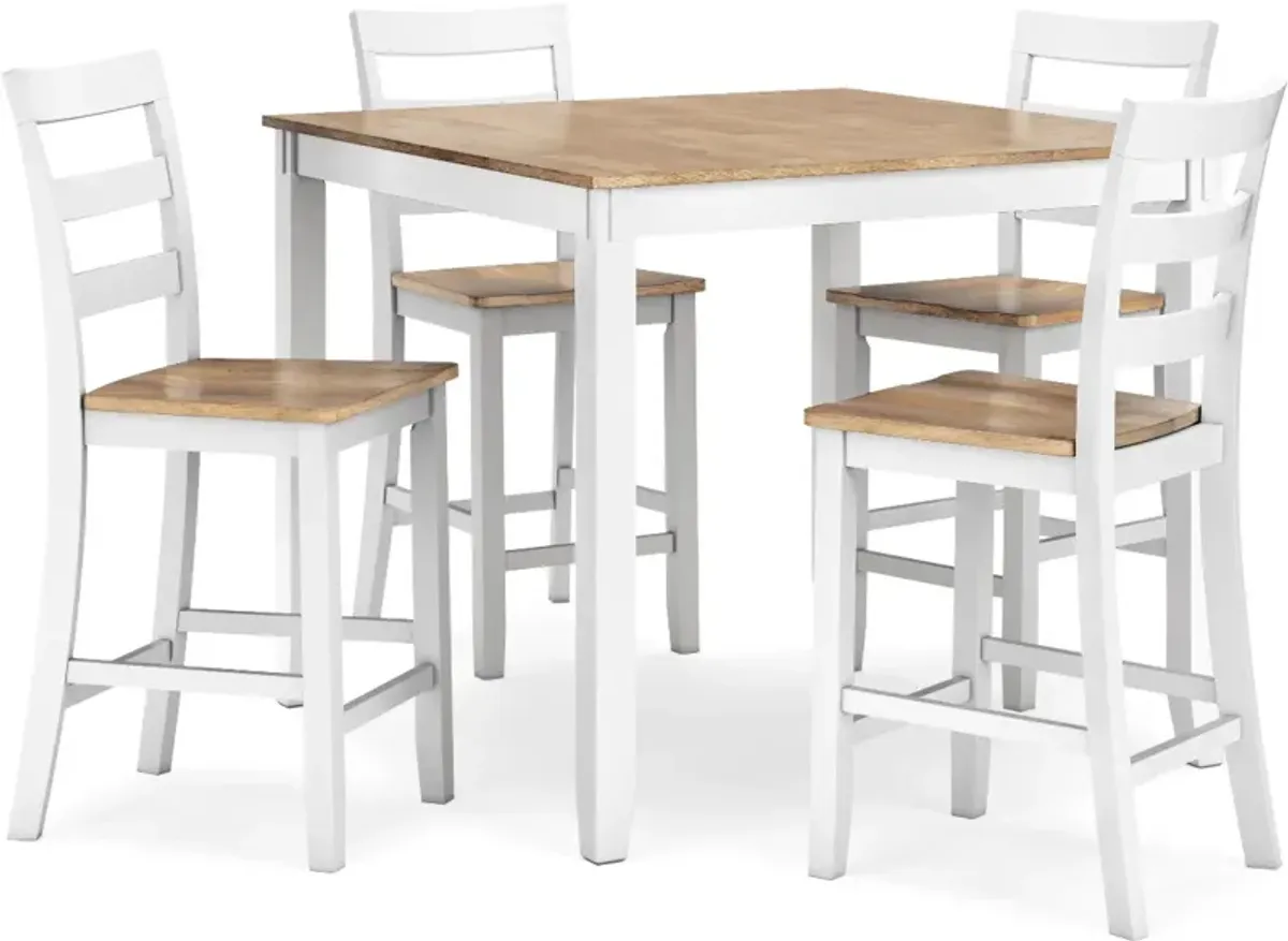 Signature Design by Ashley® Gesthaven 5-Piece Natural/White Counter Height Dining Table Set