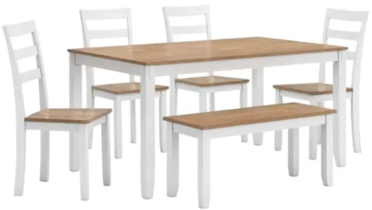 Signature Design by Ashley® Gesthaven 6-Piece Natural/White Dining Table Set