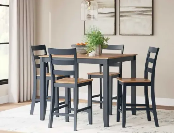 Signature Design by Ashley® Gesthaven 5-Piece Blue/Natural Counter Height Dining Table Set