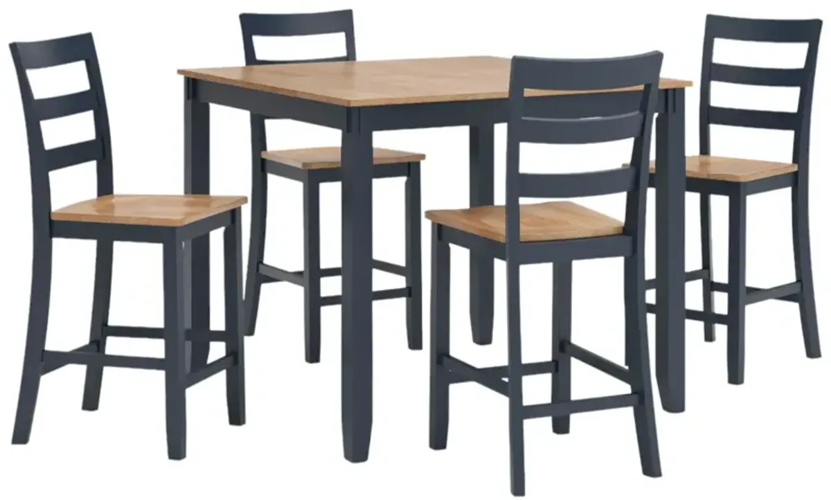 Signature Design by Ashley® Gesthaven 5-Piece Blue/Natural Counter Height Dining Table and 4-Barstools Set