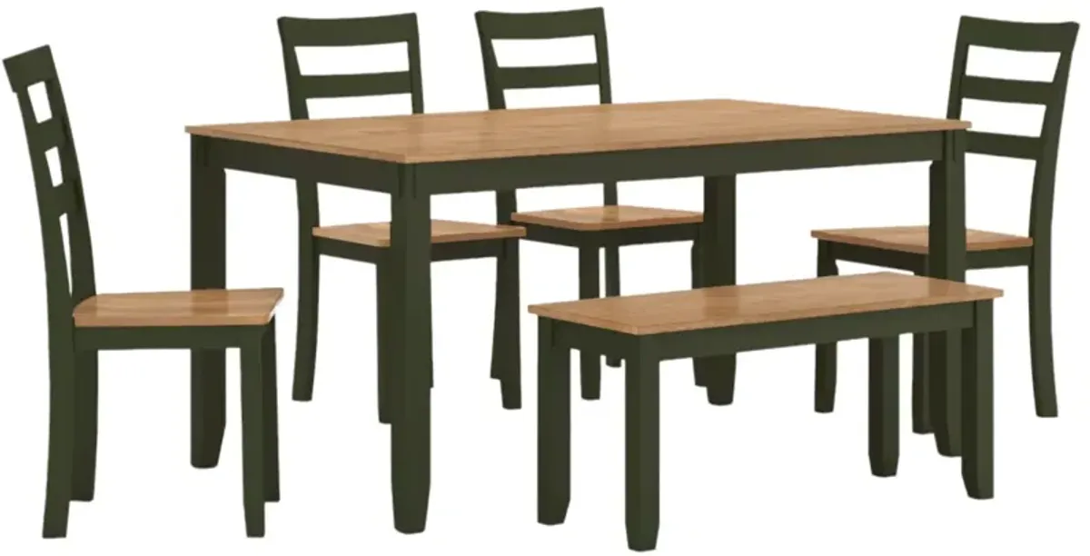 Signature Design by Ashley® Gesthaven 6-Piece Green/Natural Dining Table Set